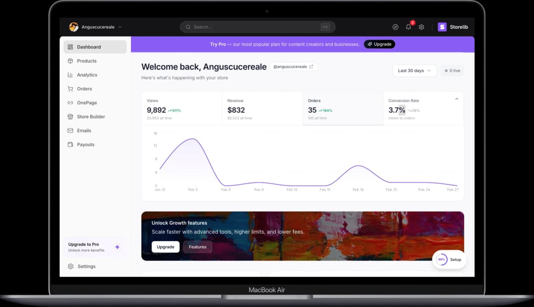 Storelib Dashboard view 1