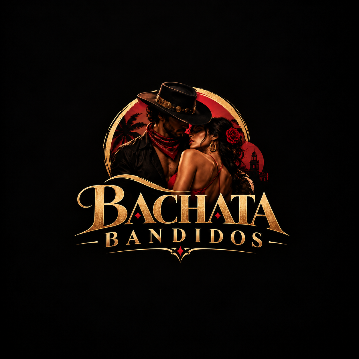 Graphic poster showing a dancing couple for Bachata Bandidos